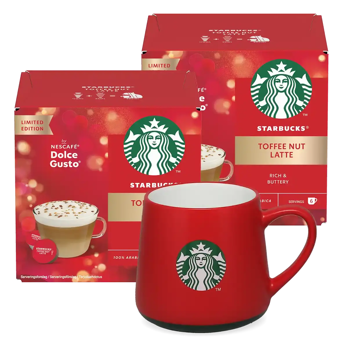 Пакет Toffee Nut Latte + червена чаша